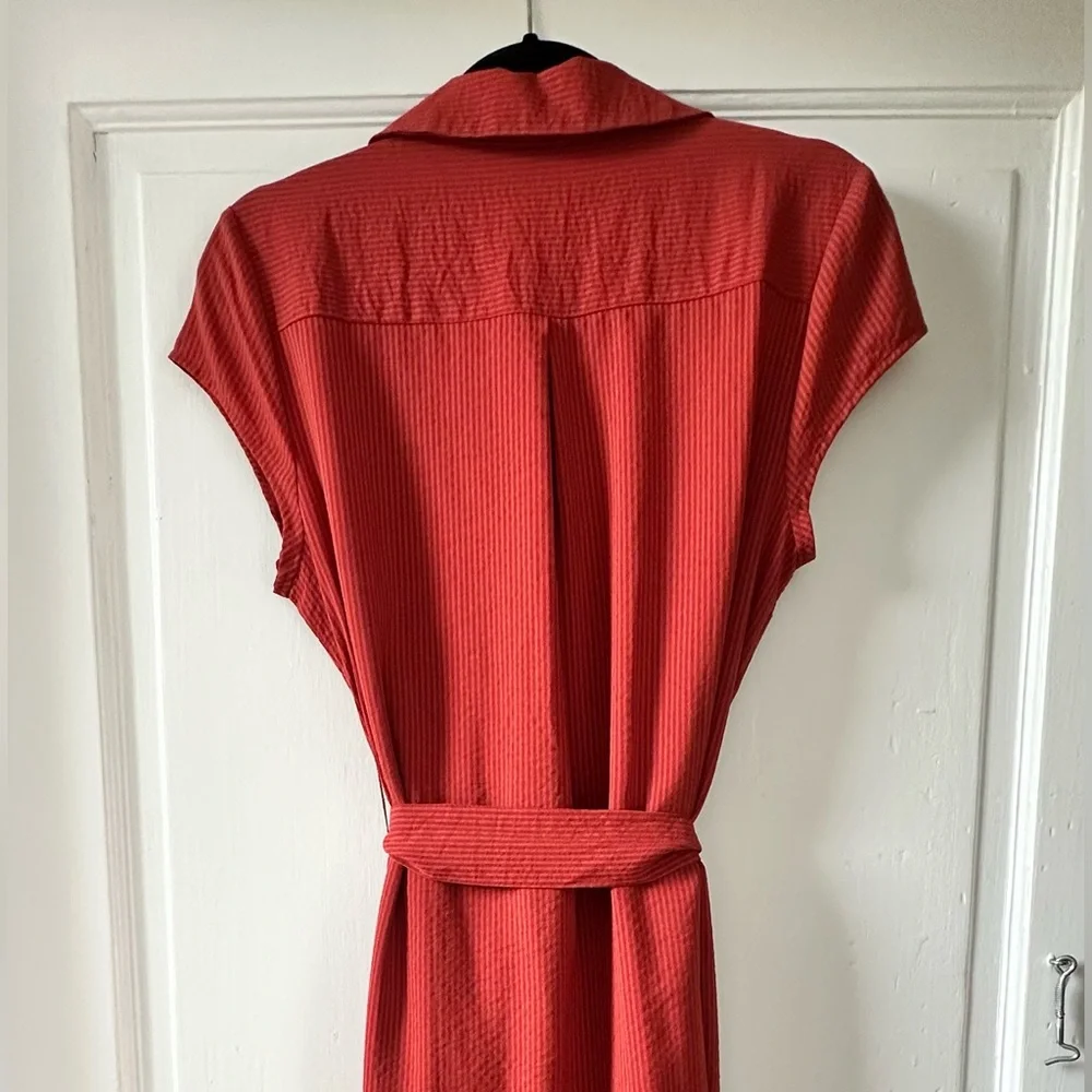 Halogen (Nordstrom) Orange Tie-waist Midi Shirt Dress NWOT - Picture 4 of 9